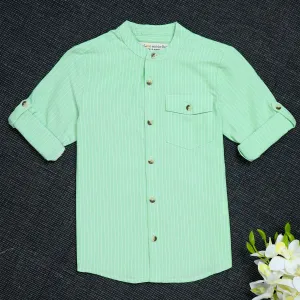 Boys Roll Up Sleeve Shirt Lightsaber Green