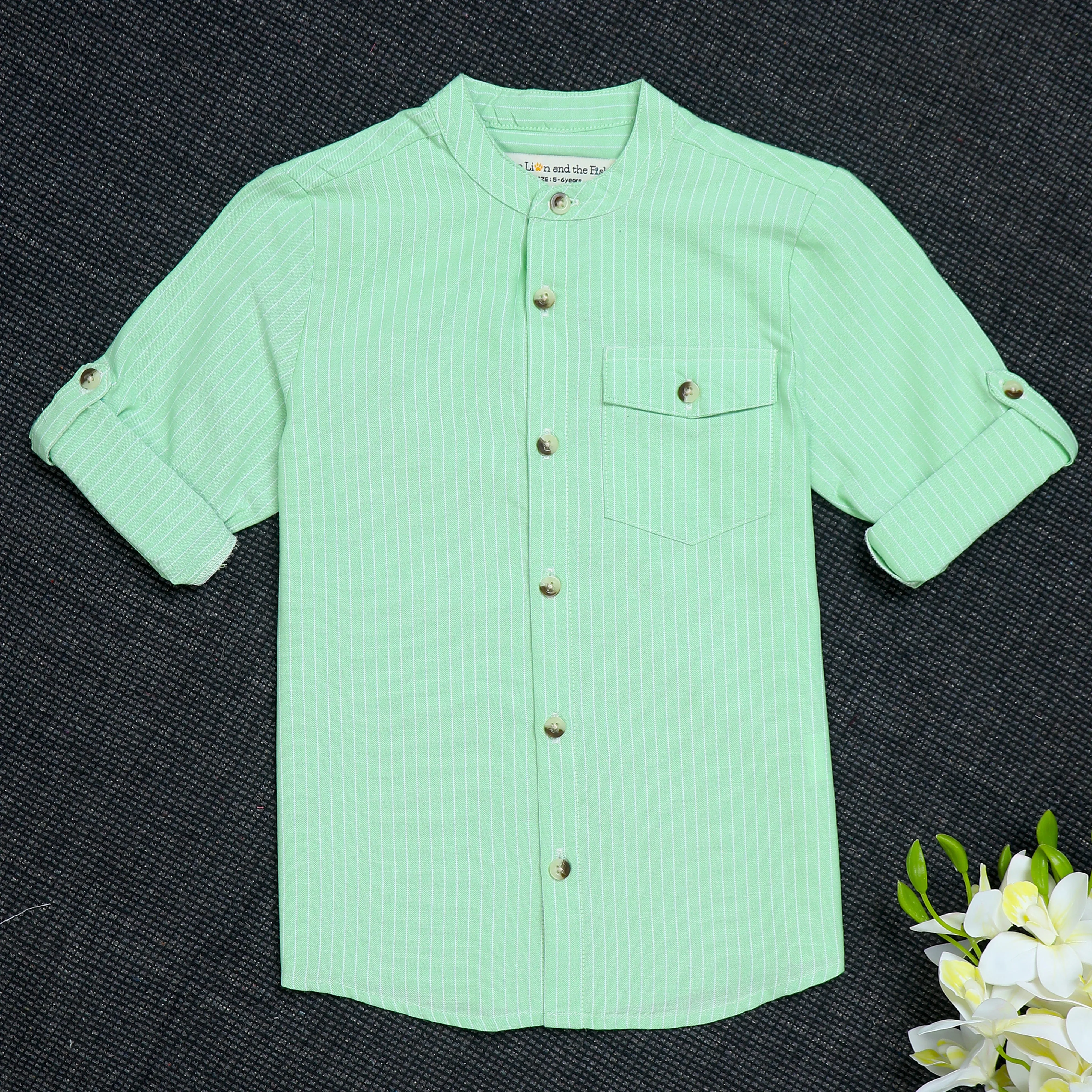Boys Roll Up Sleeve Shirt Lightsaber Green