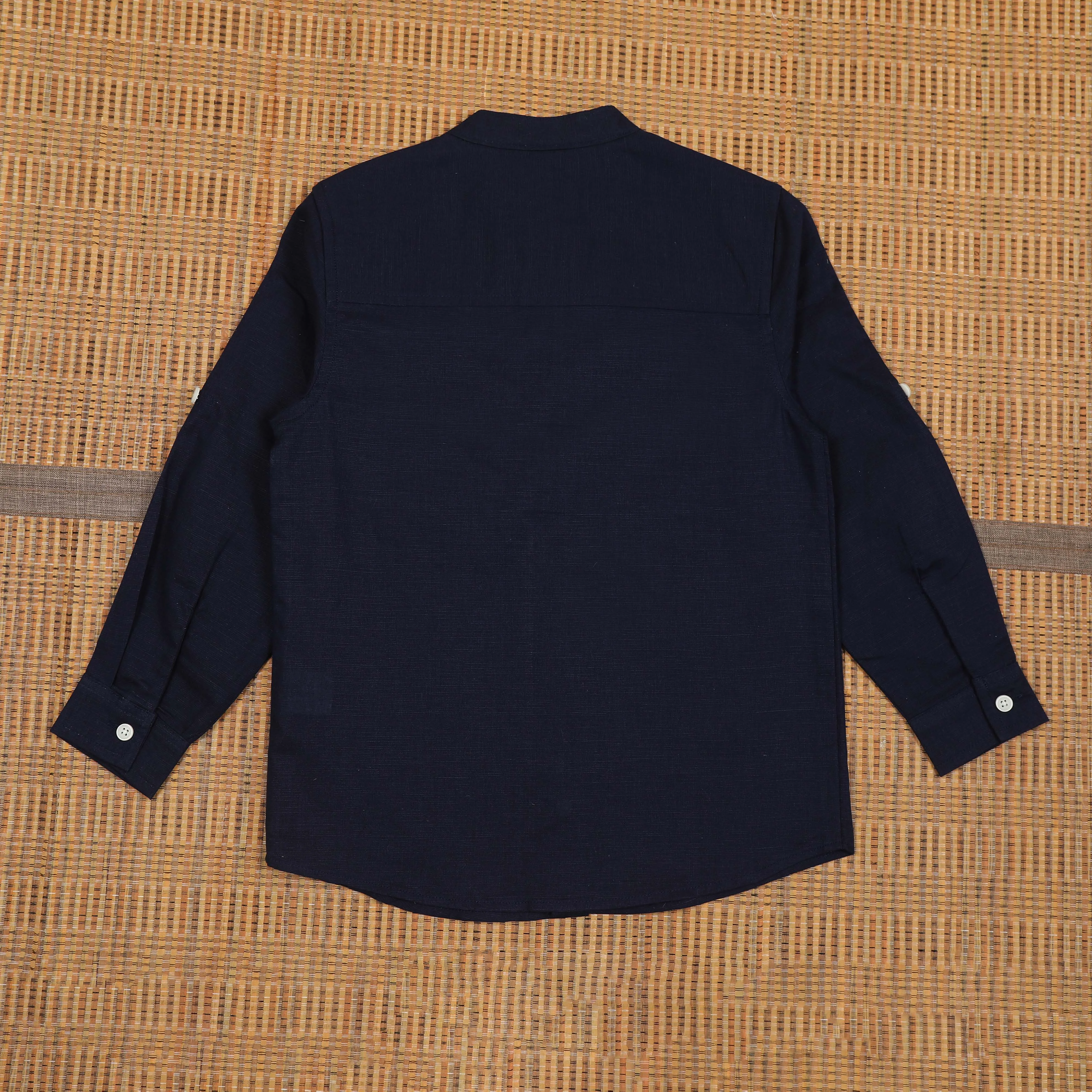 Boys Roll Up Sleeve Solid Shirt Coal Navy