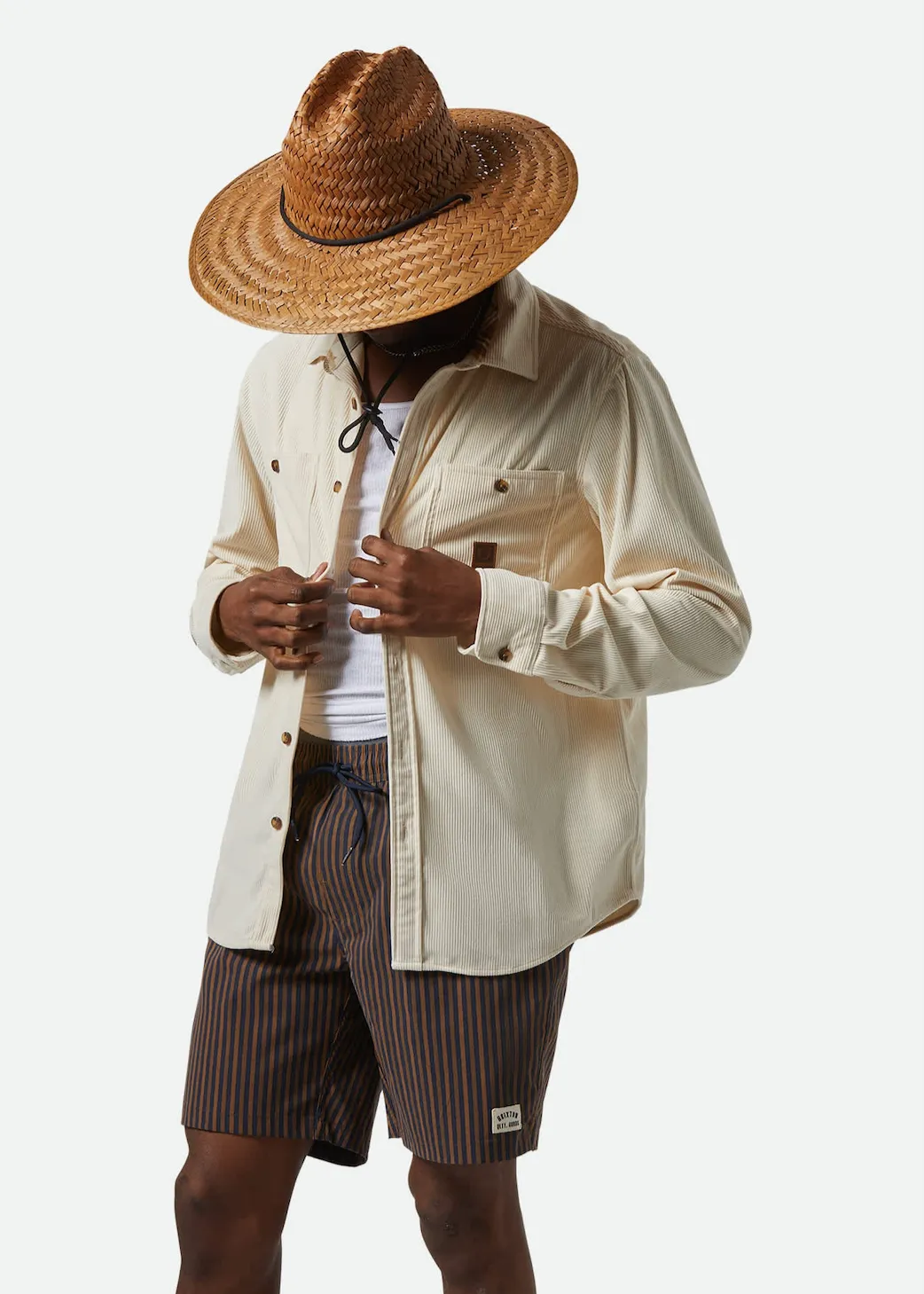 BRIXTON The Field Corduroy Overshirt - Whitecap