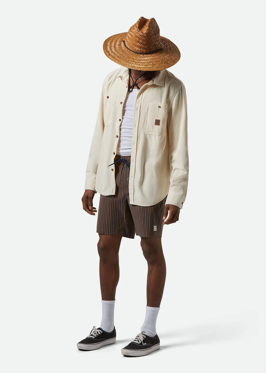 BRIXTON The Field Corduroy Overshirt - Whitecap