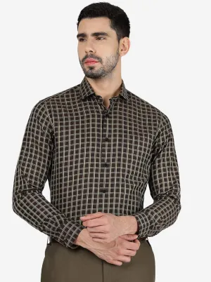 Brown Checked Slim Fit Formal Shirt | Metal