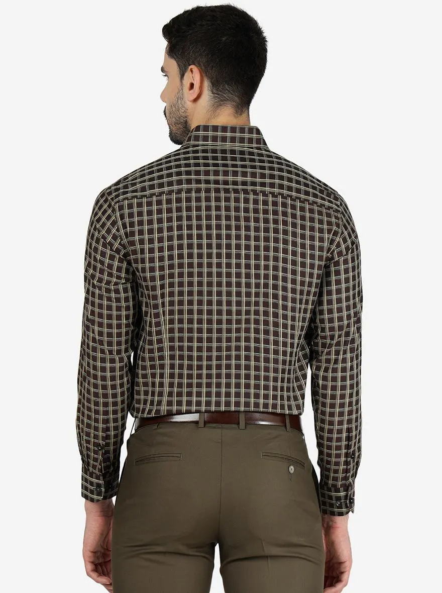 Brown Checked Slim Fit Formal Shirt | Metal