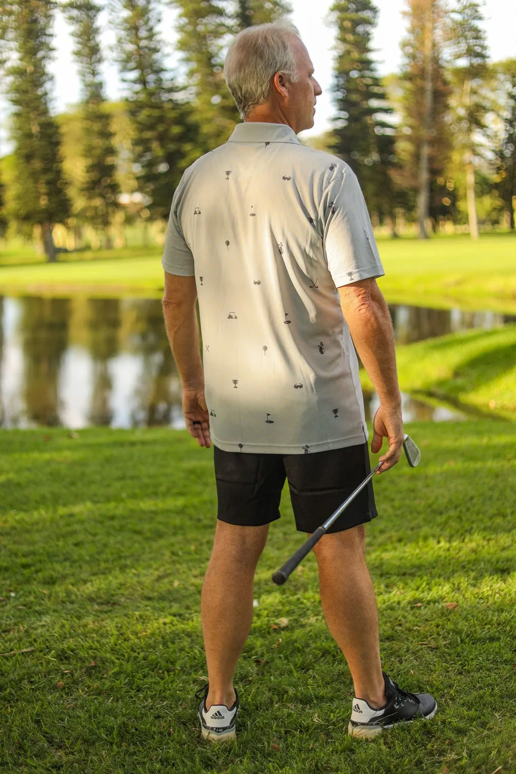 CA Statement Golf Shirt | Powder Blue & Grey