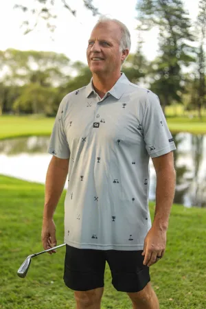 CA Statement Golf Shirt | Powder Blue & Grey
