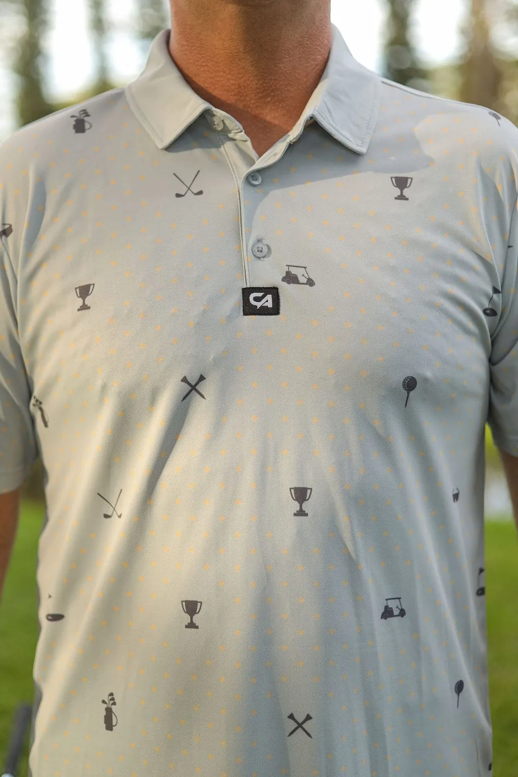 CA Statement Golf Shirt | Powder Blue & Grey