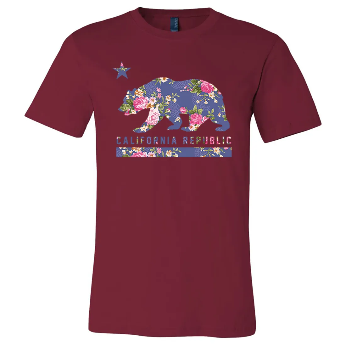 California Republic Paisley Flower Bear Asst Colors Mens Lightweight Fitted T-Shirt/tee