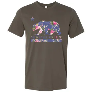 California Republic Paisley Flower Bear Asst Colors Mens Lightweight Fitted T-Shirt/tee