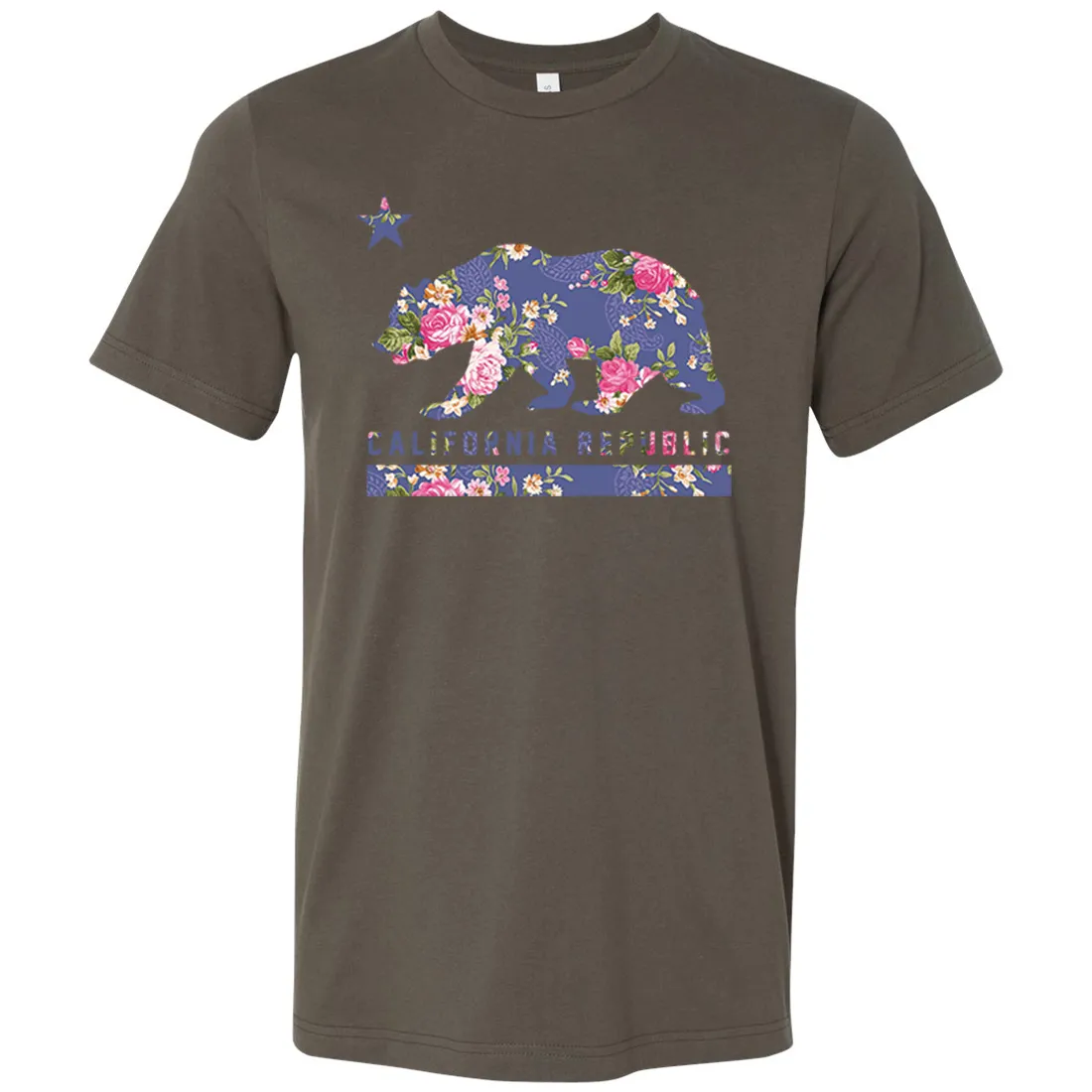 California Republic Paisley Flower Bear Asst Colors Mens Lightweight Fitted T-Shirt/tee