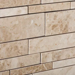 Cappuccino Marble Random-Strip Polished Mosaic Tile - 6" X 6" Sample