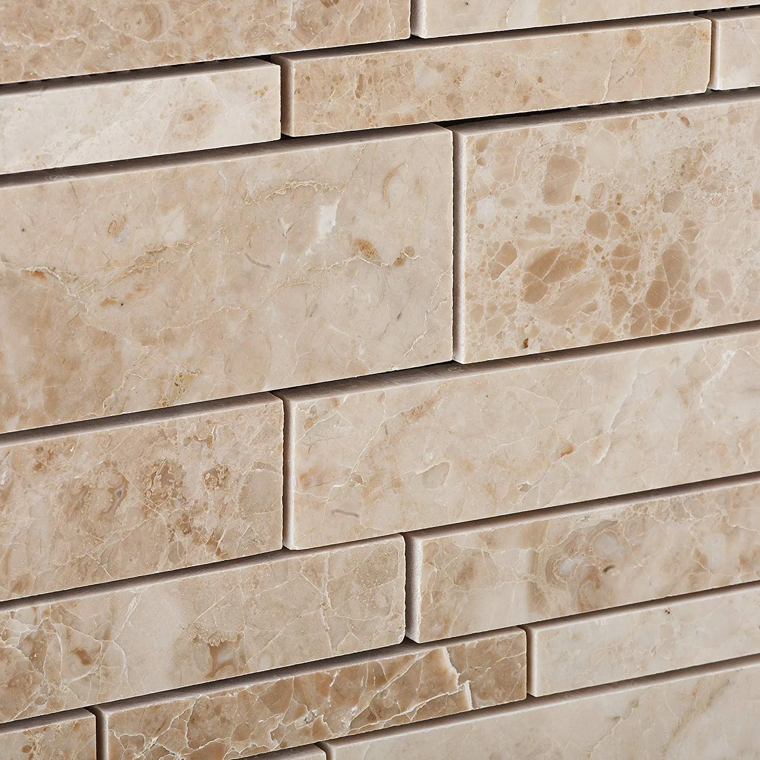 Cappuccino Marble Random-Strip Polished Mosaic Tile - 6" X 6" Sample