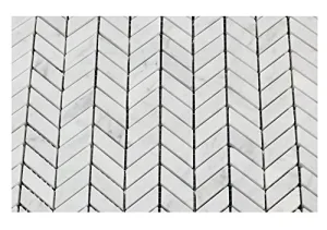 Carrara White Italian (Bianco Carrara) Marble Mini Chevron Mosaic Tile, Polished
