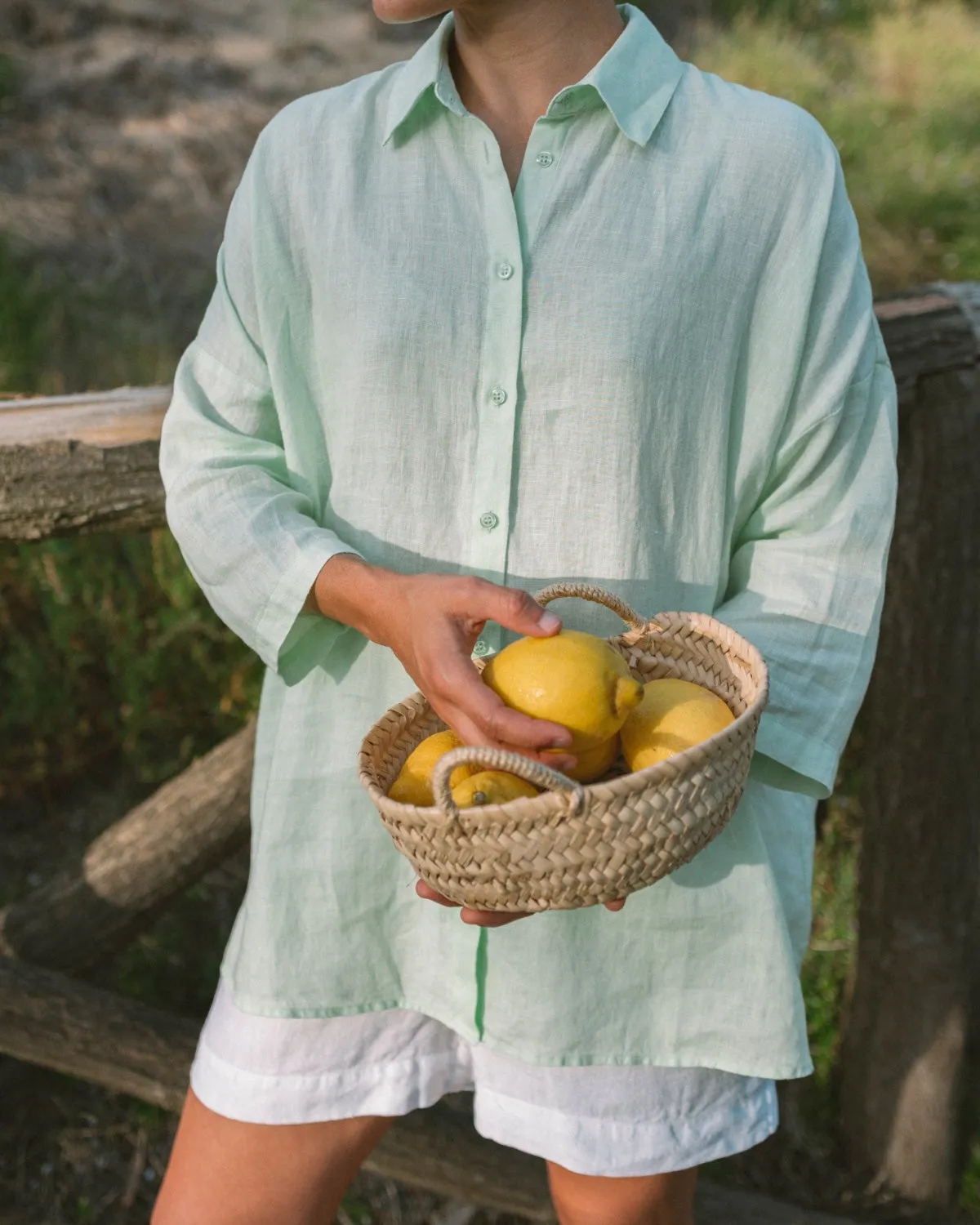 Cathy - Linen Blouse in Mint