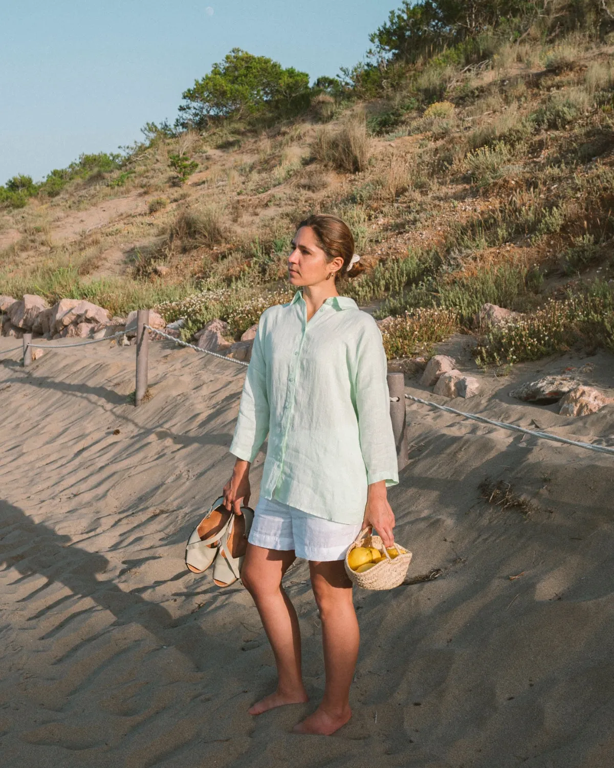 Cathy - Linen Blouse in Mint