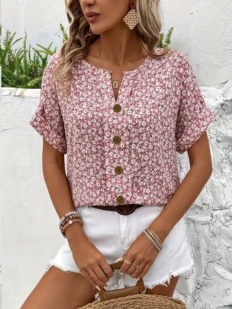 Charis Floral Button-Up Blouse
