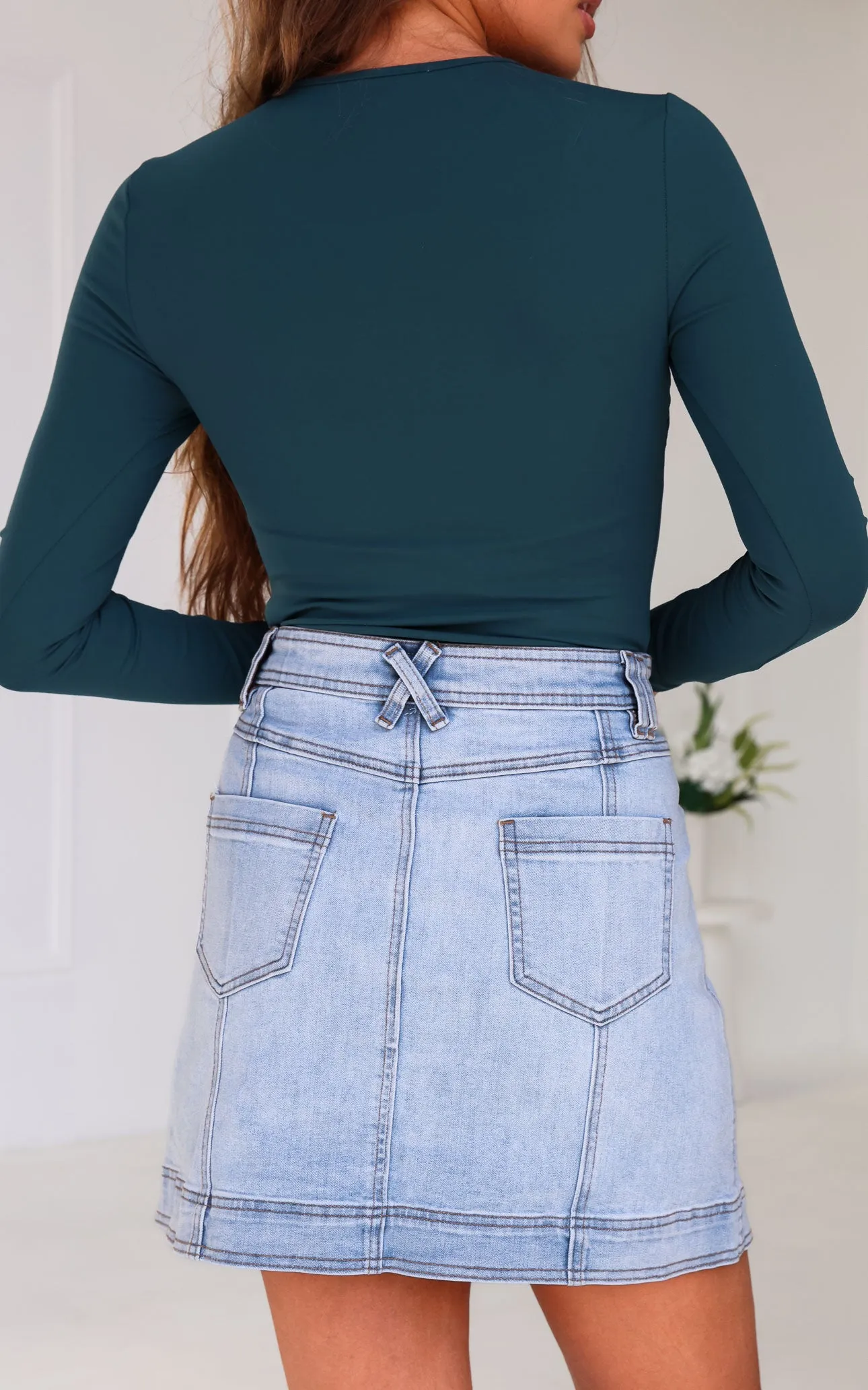 Charleston Denim Mini Skirt - Light Blue