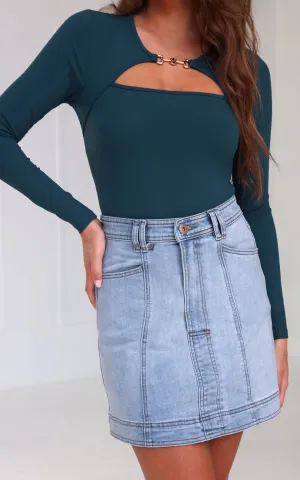 Charleston Denim Mini Skirt - Light Blue