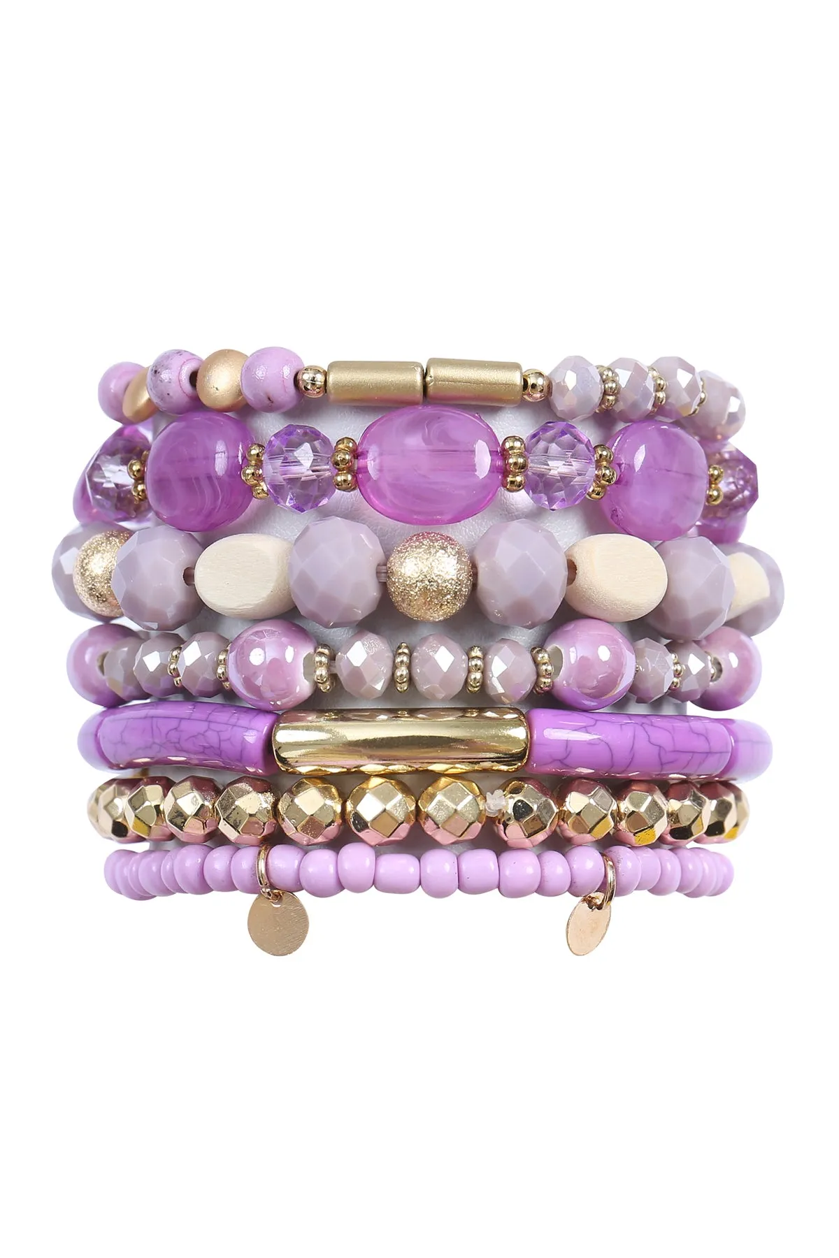 CHARM MIX BEADS GLASS TUBULAR LAYERED VERSATILE BRACELET SET