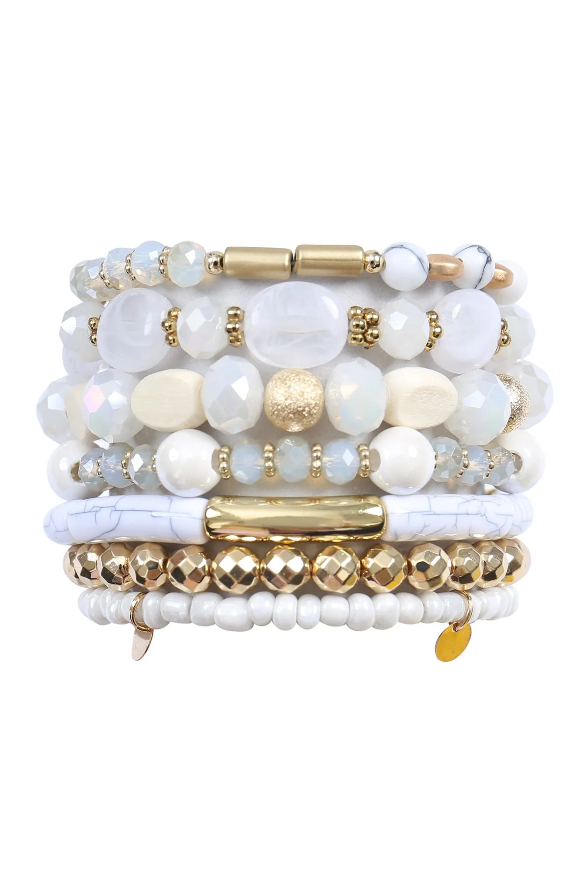 CHARM MIX BEADS GLASS TUBULAR LAYERED VERSATILE BRACELET SET