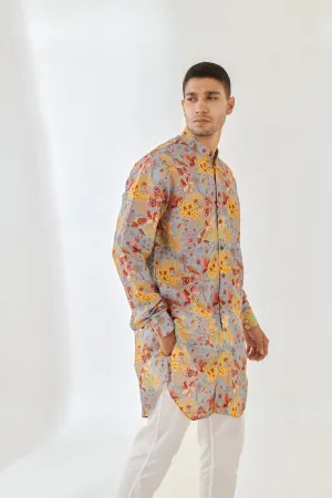 Cheetah Fairy Blue Full Button Kurta