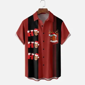 Christmas Rugby Chest Pocket Bowling Shirt