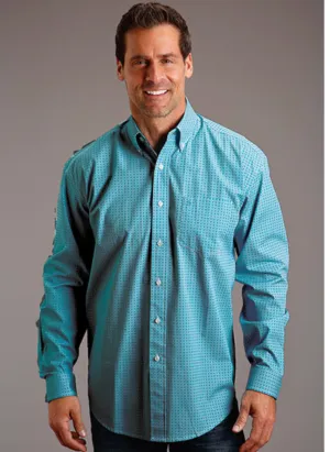 CL11-001-0526-0374 Mens L/S Shirt Stetson Blue Geo Print