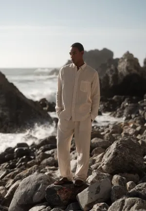 Colt long sleeved reg linen shirt 4115 - Rainy Day