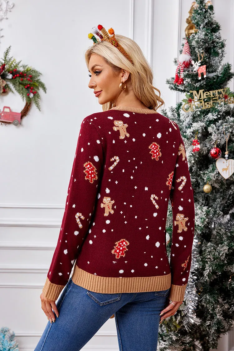 Cozy Long-Sleeved Pullover Christmas Sweater for Festive Autumn and Winter Days