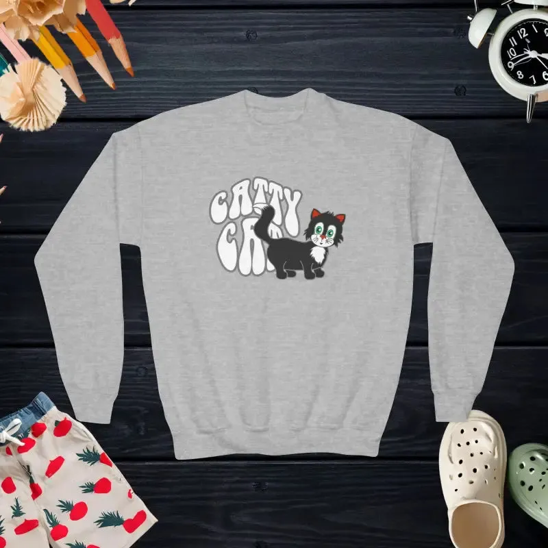 Crazy Cat Youth Sweatshirt for Playful Kids