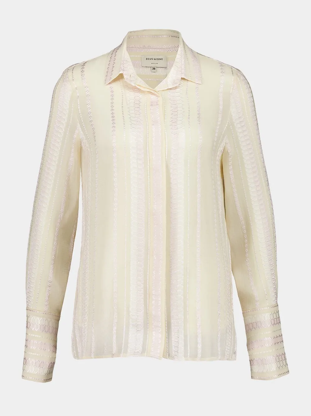 Cream Dione Textured Silk Shirt