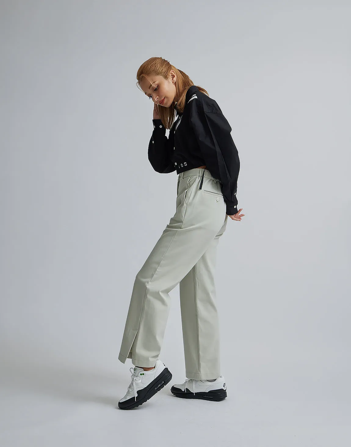 CRONOS WOMEN 2LINE SHORT SHIRTS【BLACK】