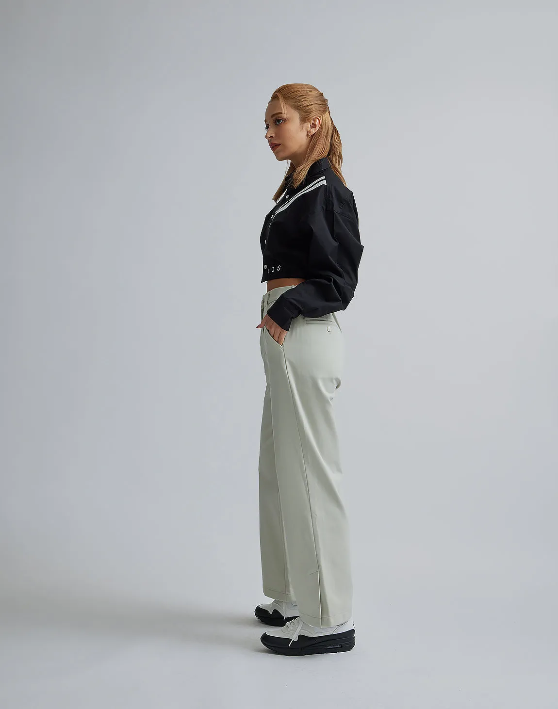 CRONOS WOMEN 2LINE SHORT SHIRTS【BLACK】
