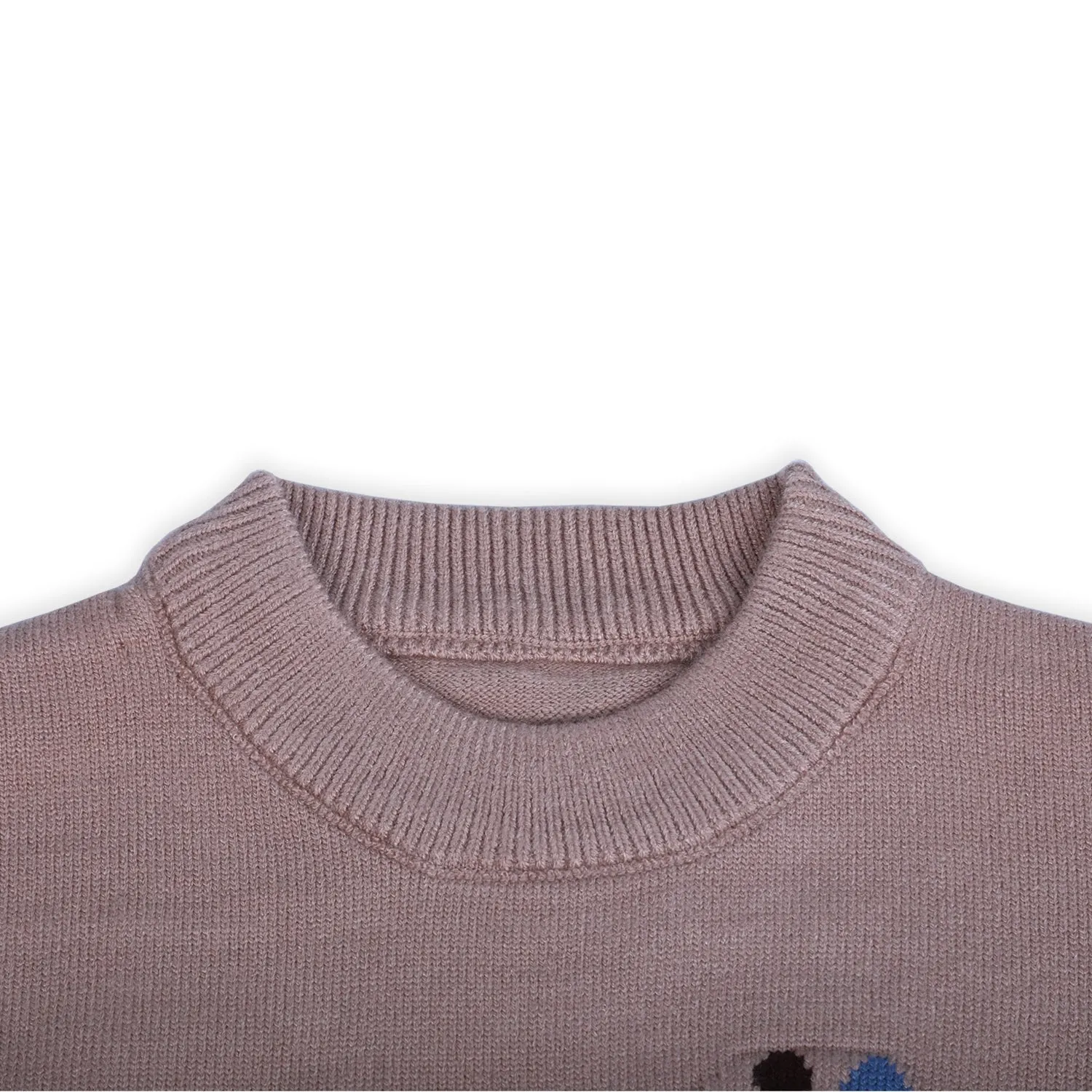 Cute Giraffe Premium Full Sleeves Knitted Sweater - Brown And White