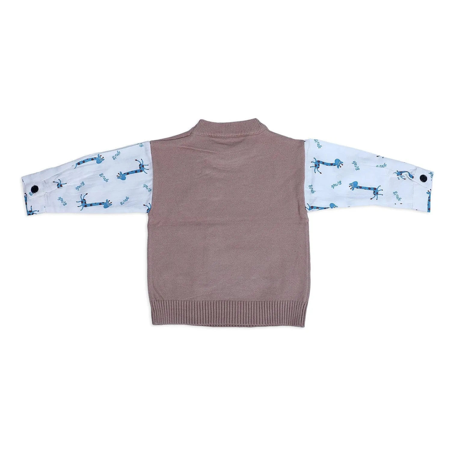 Cute Giraffe Premium Full Sleeves Knitted Sweater - Brown And White