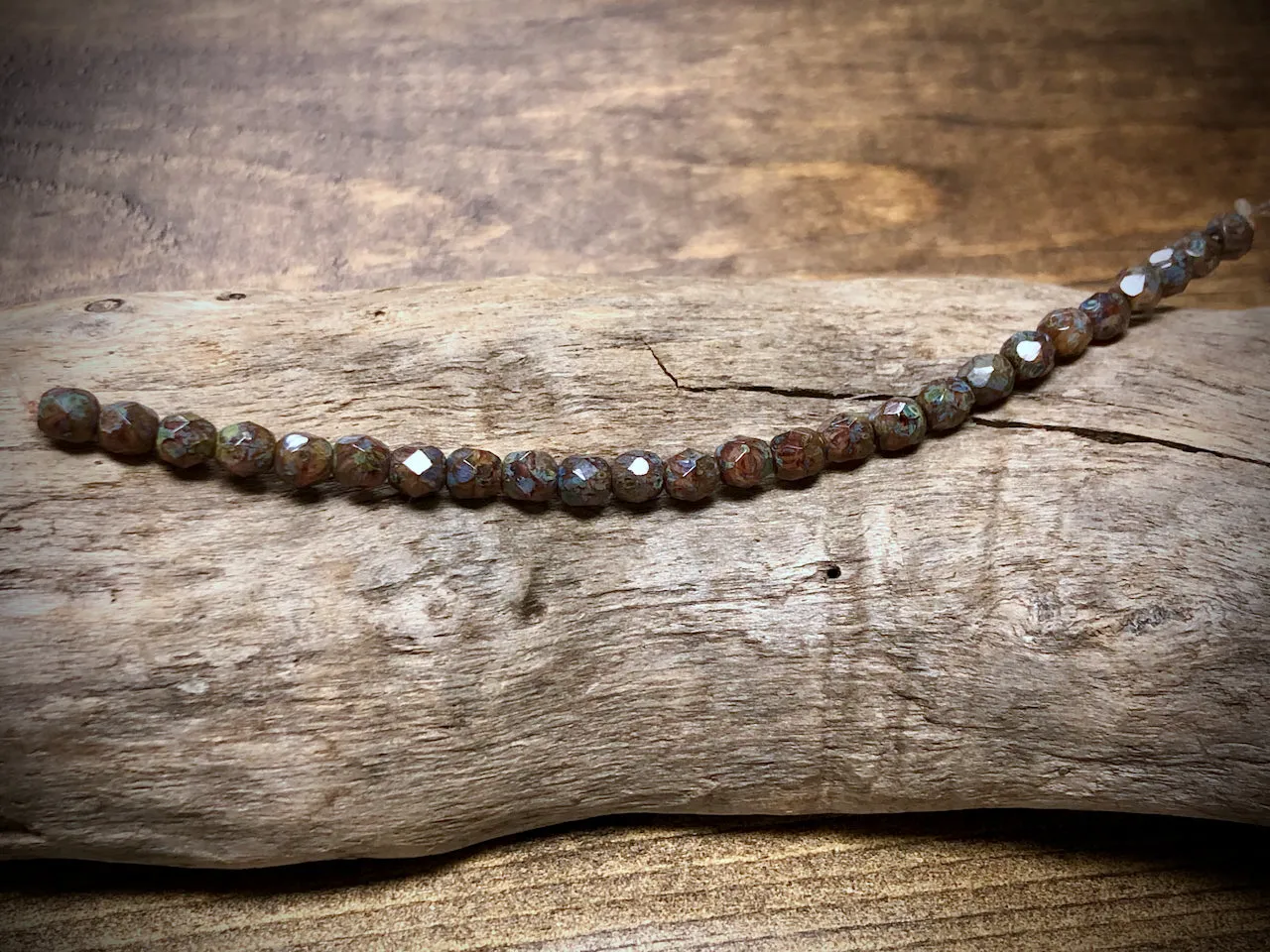 Czech Glass Fire Polished Bead Strand - Faceted Rounds - 5mm - 5”