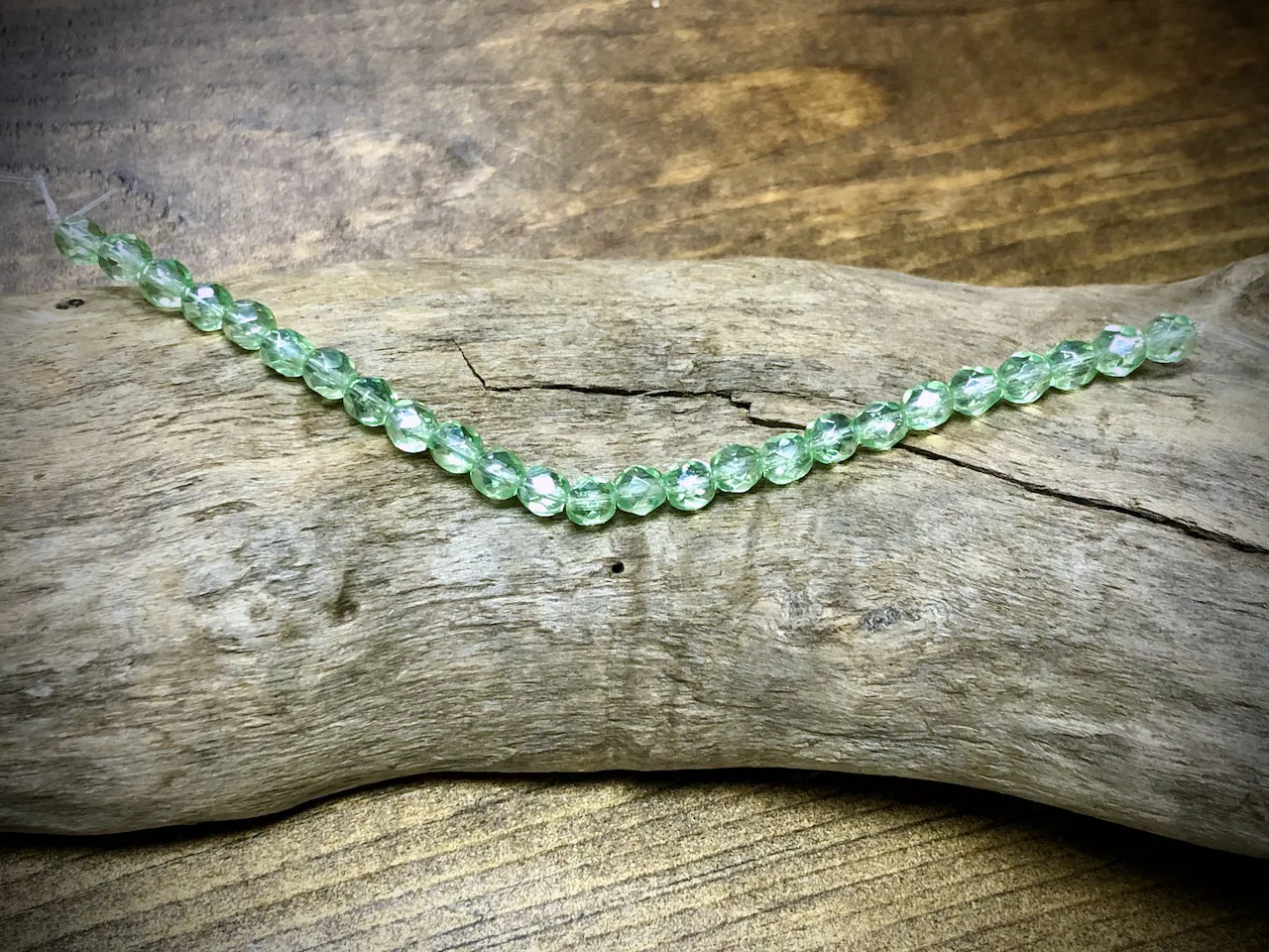 Czech Glass Fire Polished Bead Strand - Faceted Rounds - 5mm - 5”