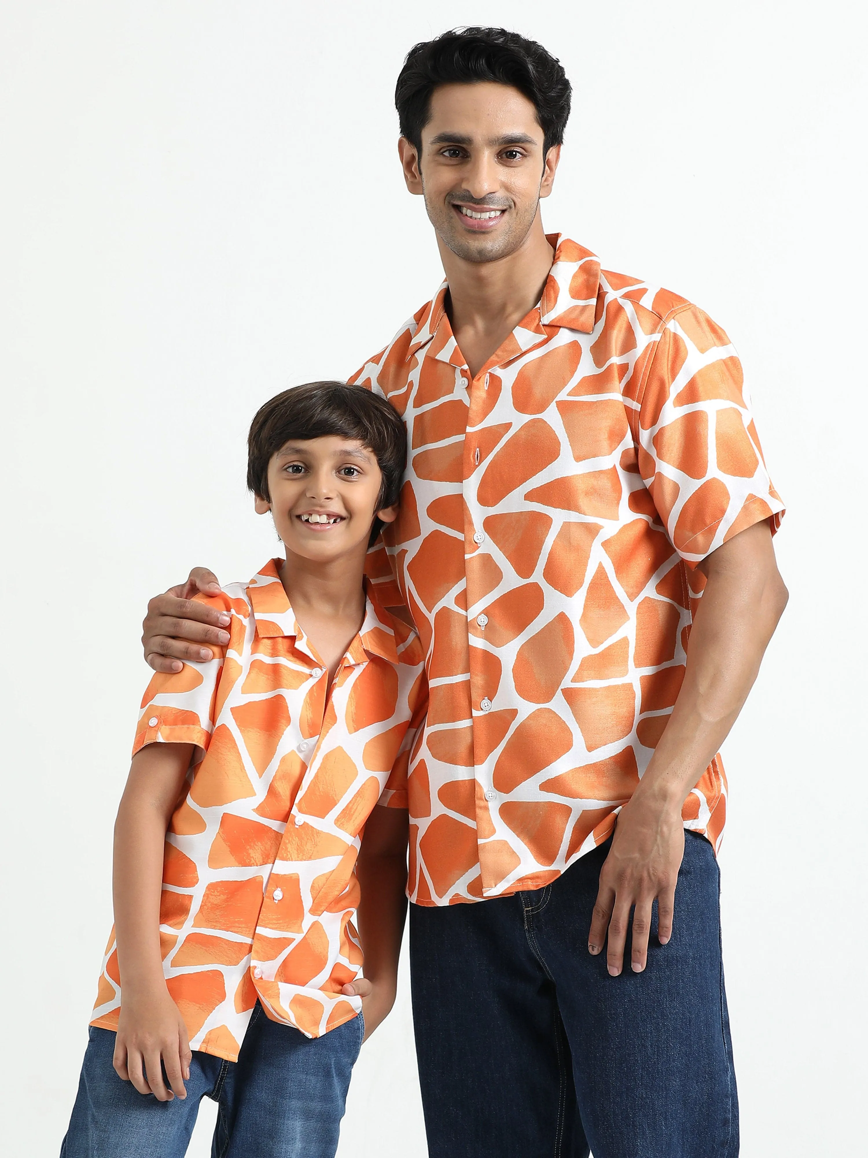 Dad & Son Zaraffah Printed Twinning Shirt Mustard