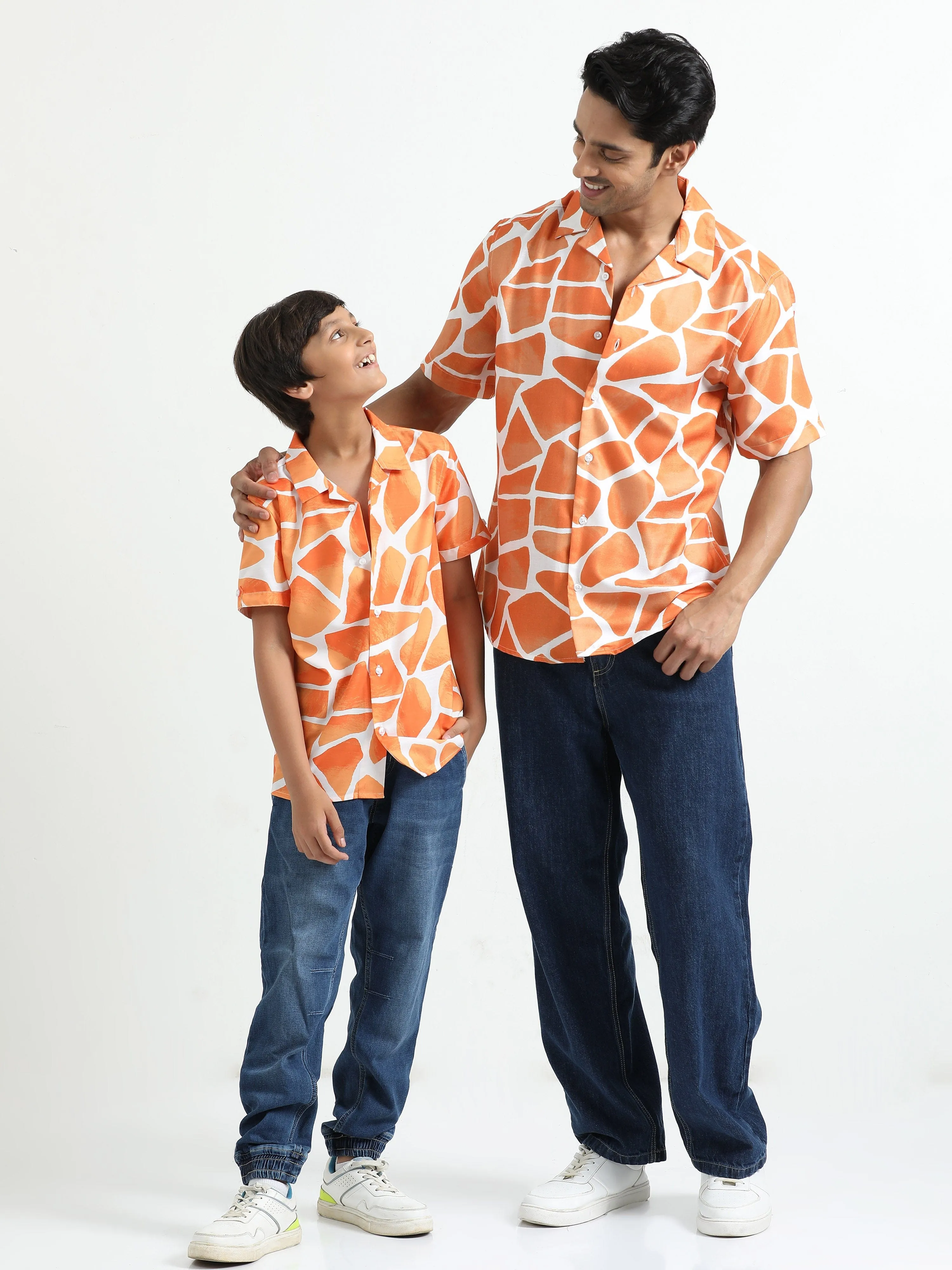 Dad & Son Zaraffah Printed Twinning Shirt Mustard