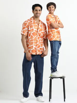 Dad & Son Zaraffah Printed Twinning Shirt Mustard