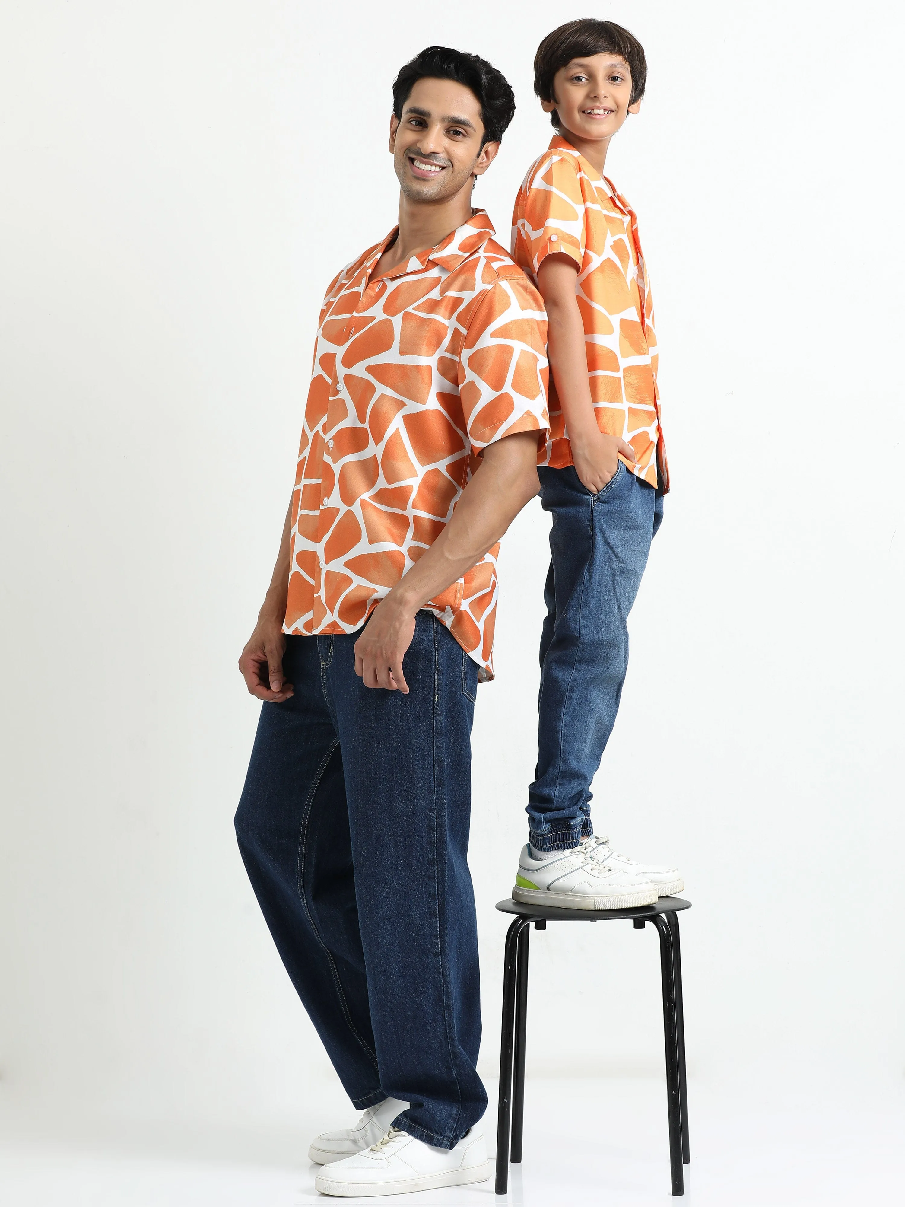Dad & Son Zaraffah Printed Twinning Shirt Mustard