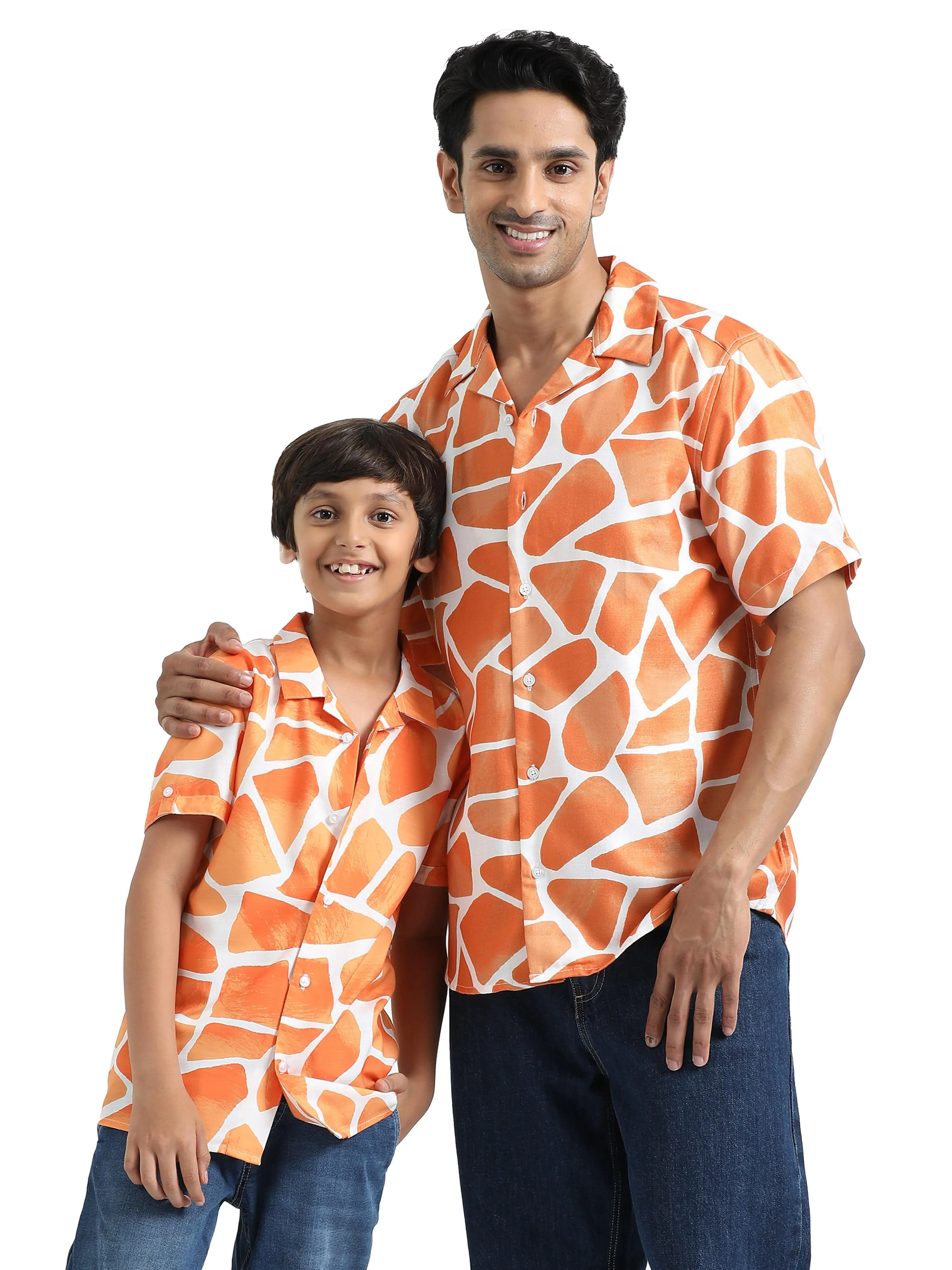 Dad & Son Zaraffah Printed Twinning Shirt Mustard