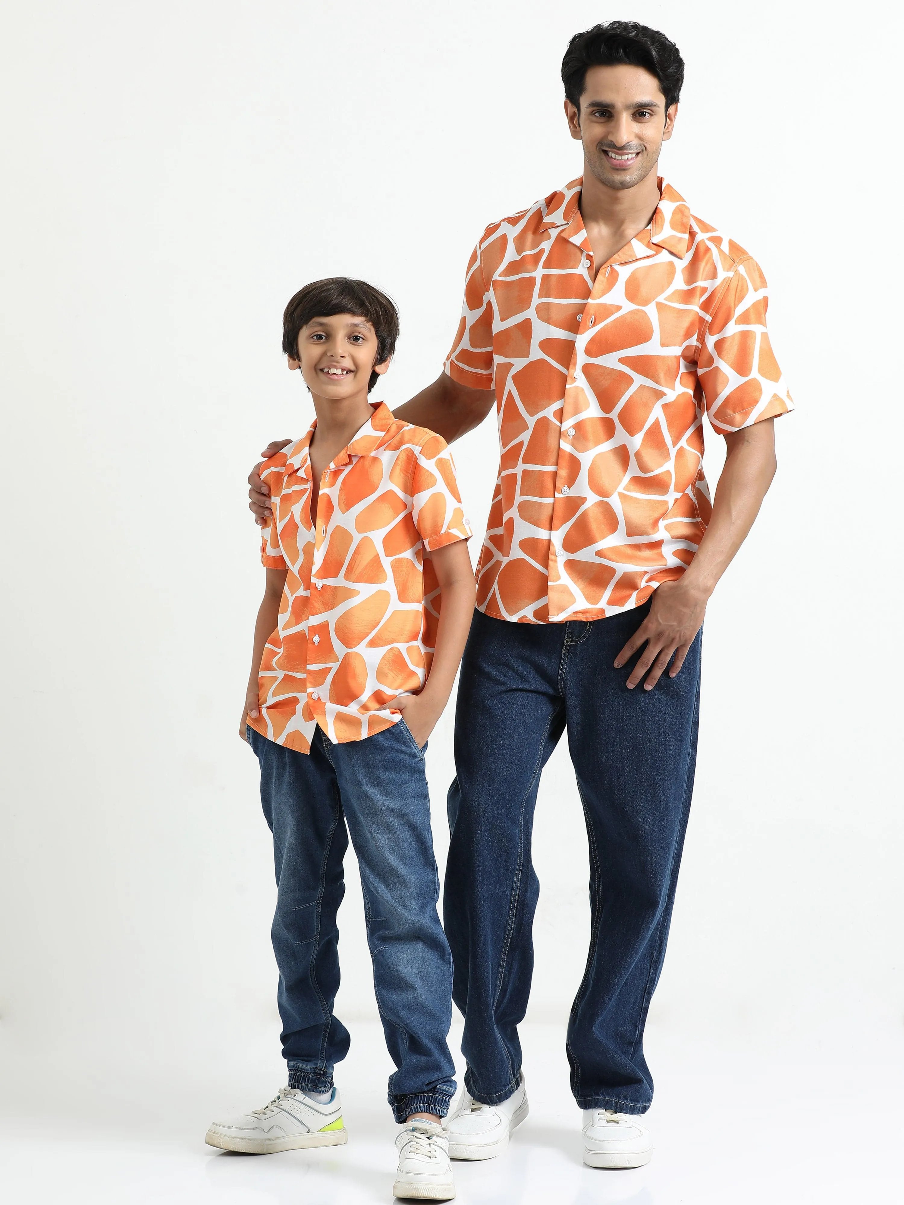Dad & Son Zaraffah Printed Twinning Shirt Mustard