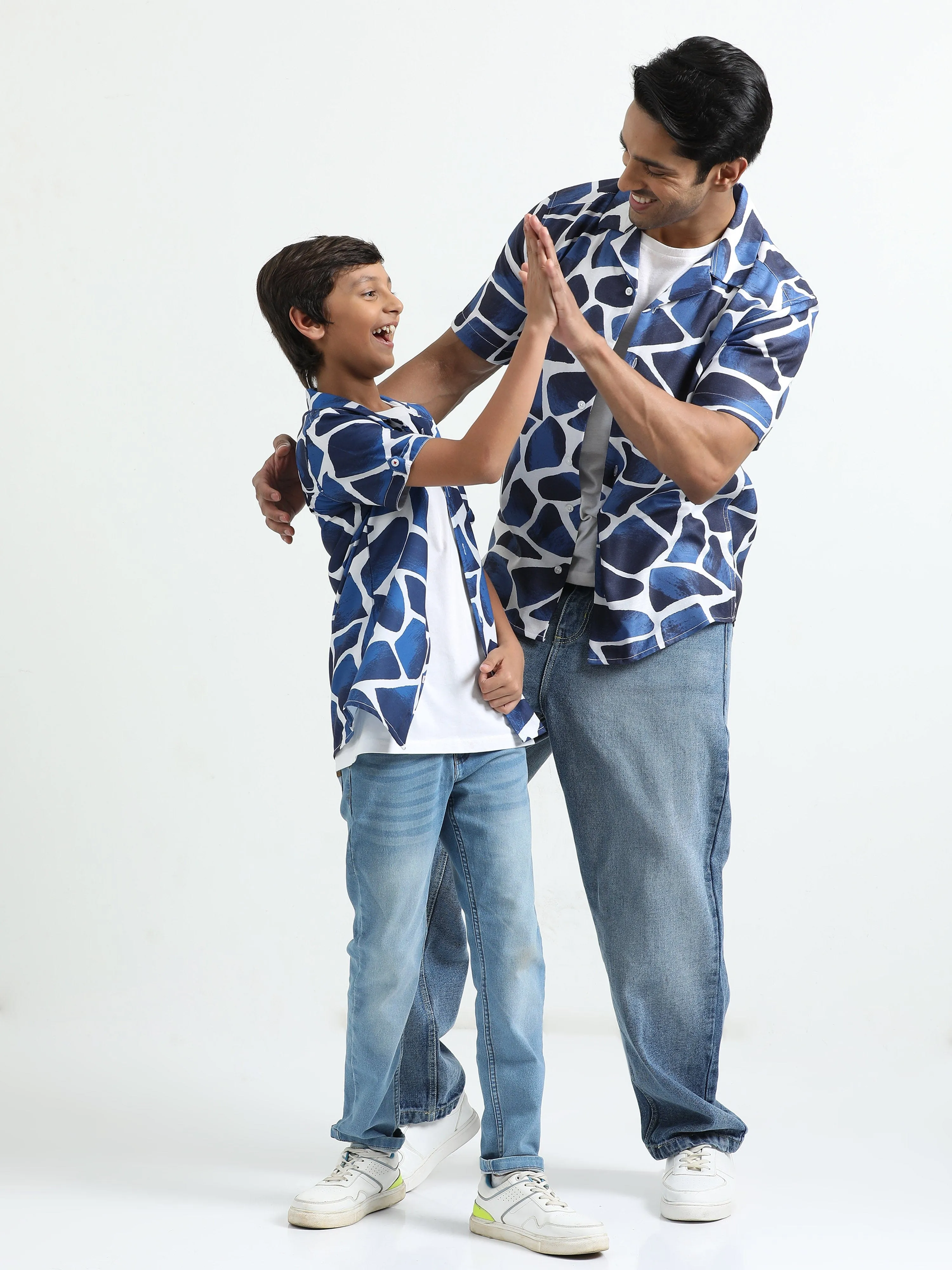 Dad & Son Zaraffah Printed Twinning Shirt Navy