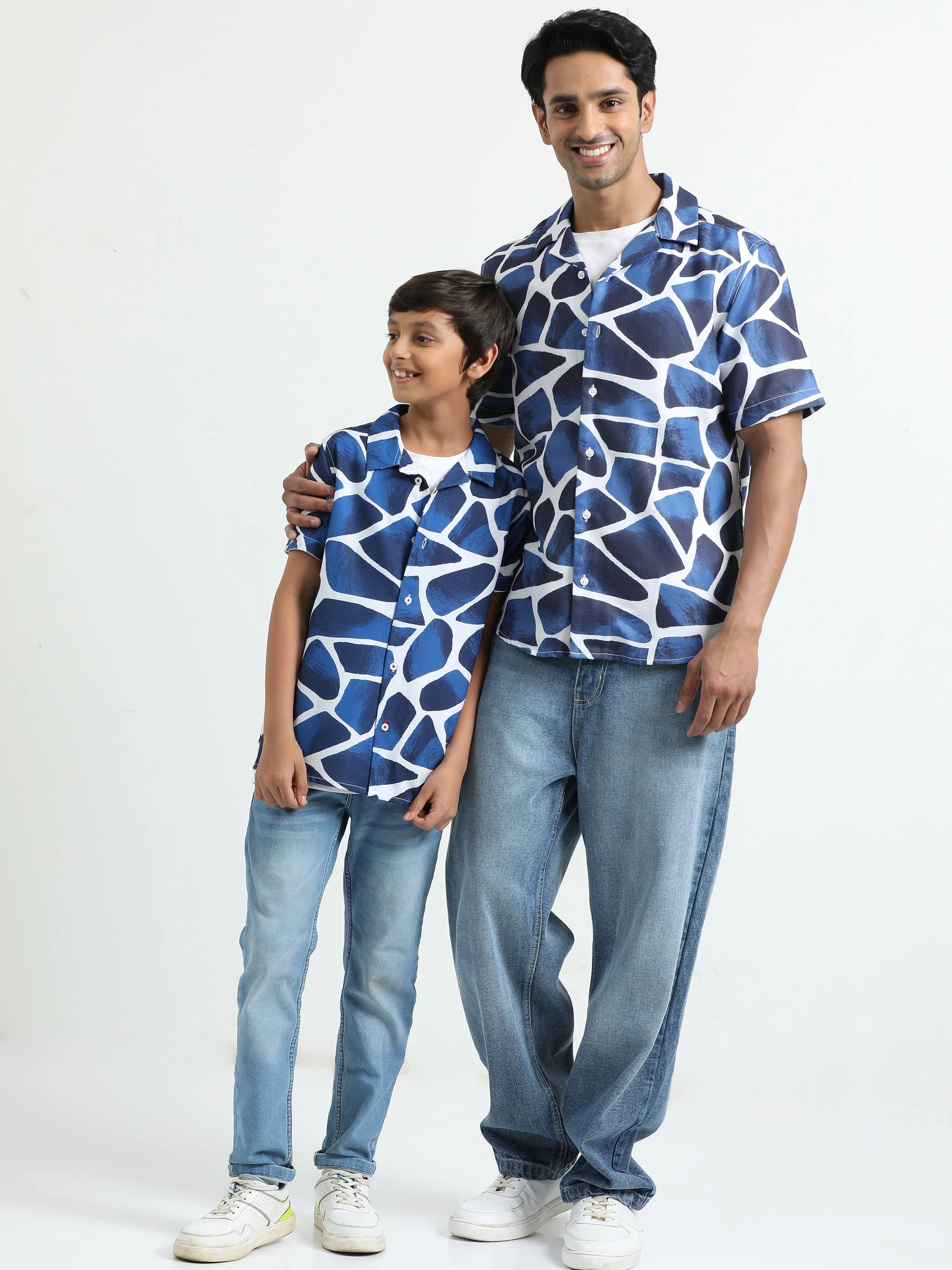 Dad & Son Zaraffah Printed Twinning Shirt Navy