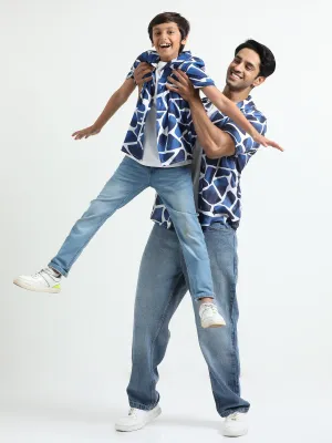 Dad & Son Zaraffah Printed Twinning Shirt Navy
