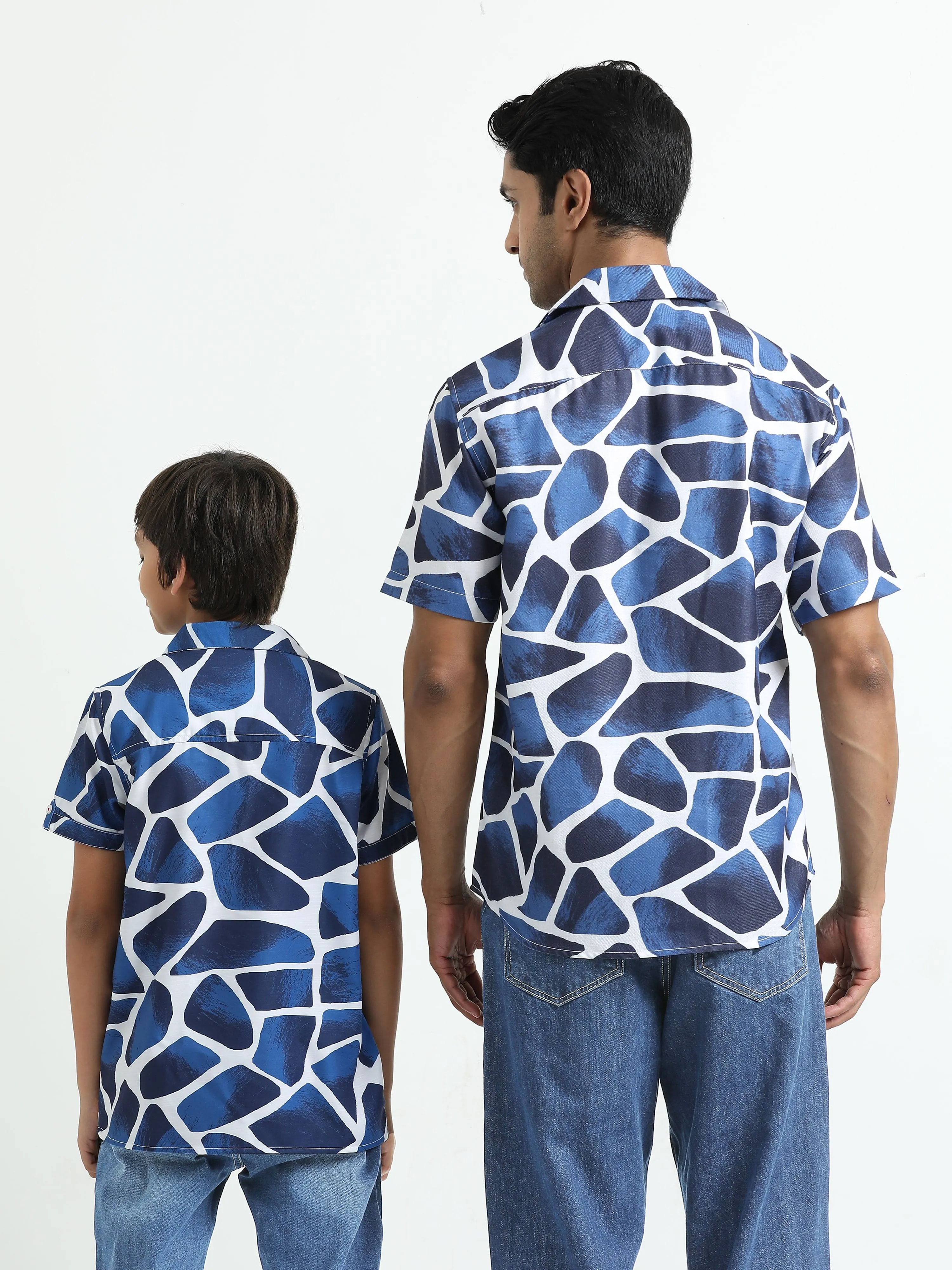 Dad & Son Zaraffah Printed Twinning Shirt Navy