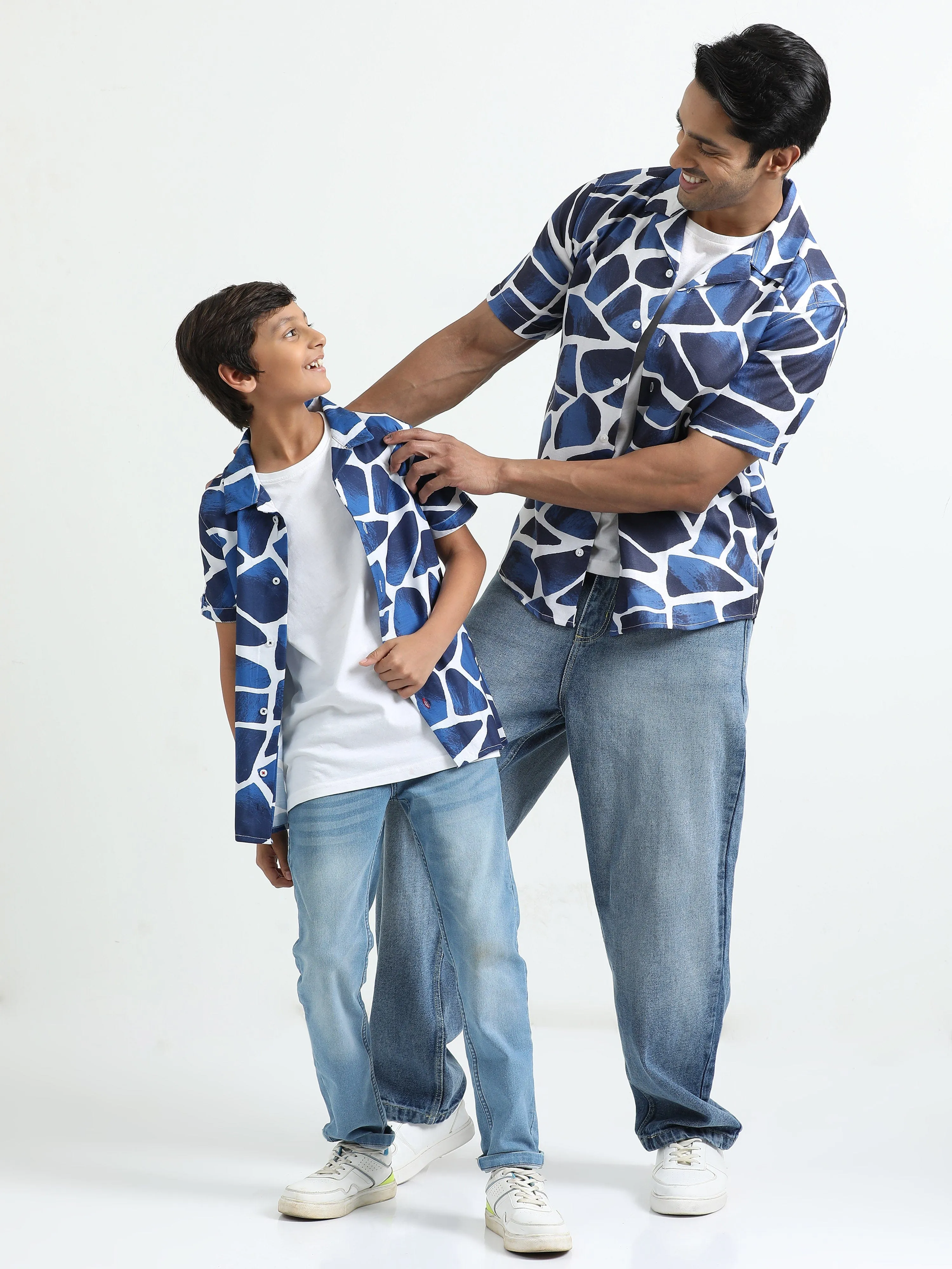 Dad & Son Zaraffah Printed Twinning Shirt Navy