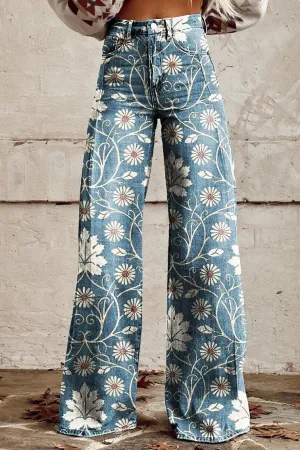 Daisy | Floral Wide Leg Jeans | Fresh Spring Style | Comfortable Denim