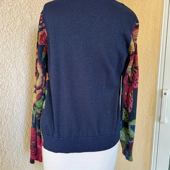 Desigual Beni Multicolor Floral Versatile Cardigan Shoulder Zip Closure Size M