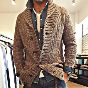 Devin | Men Warm Shawl Collar Cardigan | Knitted